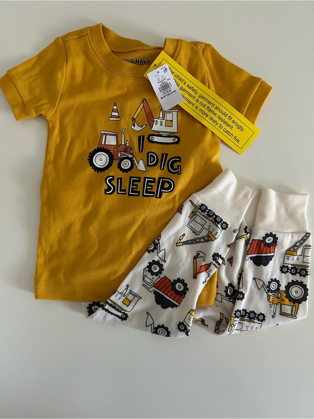 Old Navy Mustard Yellow Construction Tee Set